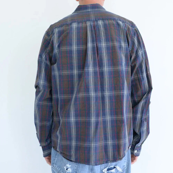 Vintage 90S Abercrombie And Finch Navy And Green Muscle Button Down  Dress Shirt - Picture 2 of 9